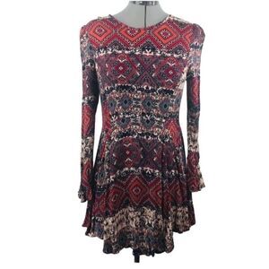 Anama flair skirt boho chic wine mini dress